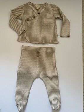 Neutral Beige Waffle Baby Two-Piece Set